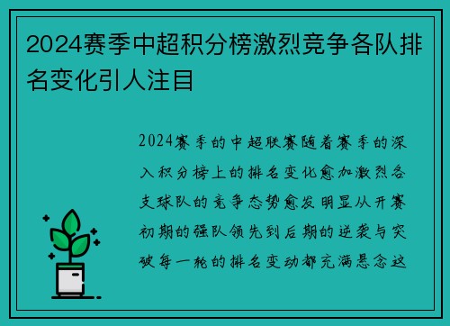 2024赛季中超积分榜激烈竞争各队排名变化引人注目